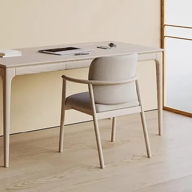 Chaise scandinave minimaliste rembourrée tissu beige… – vue 5