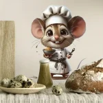 Autocollant mural artistique en PVC pour chambre à coucher, entrée, salon, bureau, souris de chef comique, autocollant d&rsquo;art mural auto-adhésif