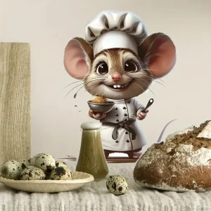 Autocollant mural artistique en PVC pour chambre à coucher, entrée, salon, bureau, souris de chef comique, autocollant d&rsquo;art mural auto-adhésif