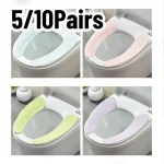 5/10 paires de coussins de siège de toilette colorés réutilisables, lavables et auto-adhésifs, confortables et doux