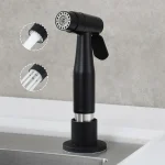 Pommeau de douche en acier inoxydable pour évier de cuisine, robinet rotatif, bassin de cuisine froid simple, baignoire de lavage noire, pulvérisateur nervuré, 304