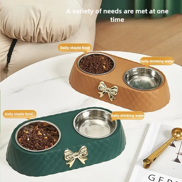 Bols doubles en acier inoxydable pour chien et chat – vue 2