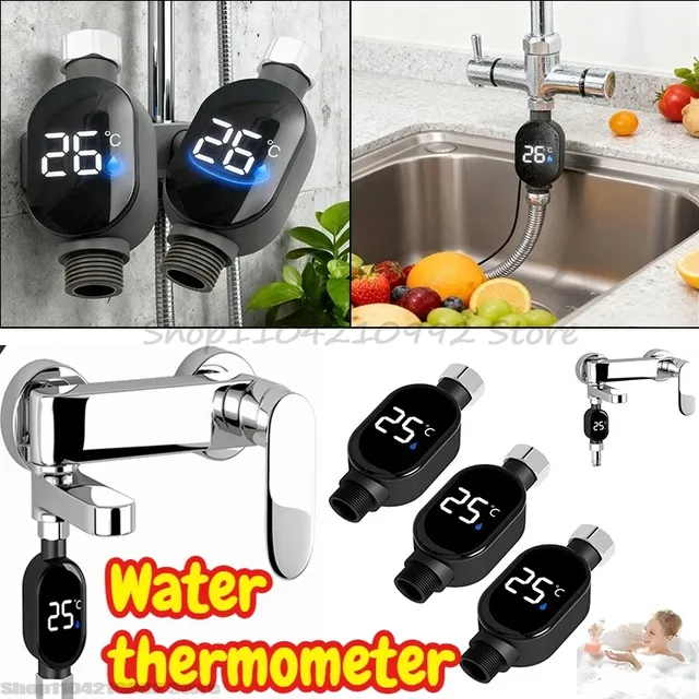Thermomètre de douche d'eau domestique à affichage LED