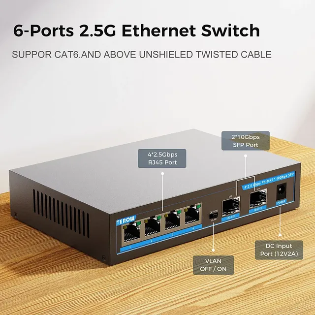 Commutateur 2.5G 6 Ports commutateur réseau 2.5Gbe… – vue 4