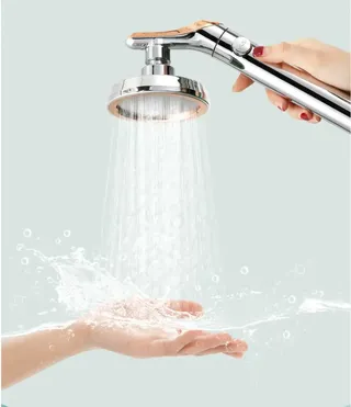 Pommeau douche main tête ronde pluie poignée ergonomique bouton arrêt…