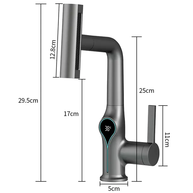 Mitigeur lavabo monotrou cascade contemporain bec coudé… – vue 3