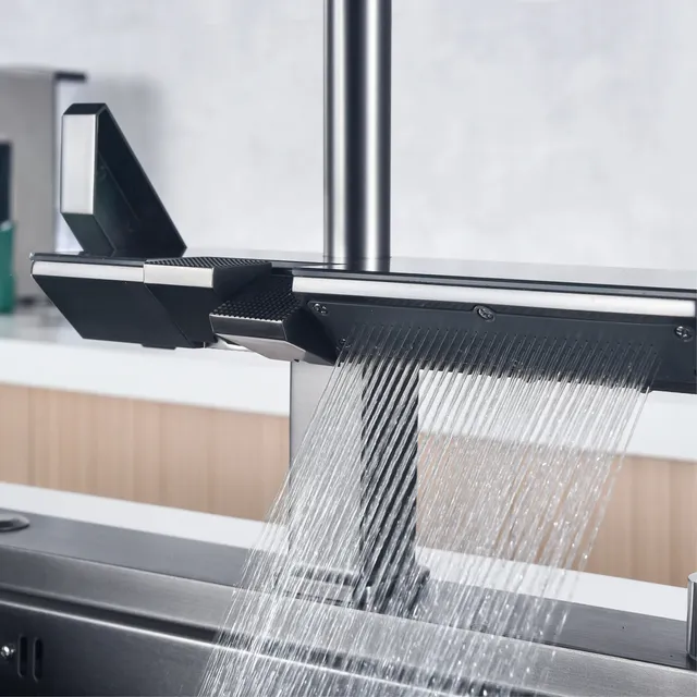 Robinet de cuisine gris en laiton avec affichage… – vue 5