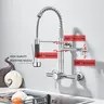 Robinet de cuisine à ressort mural chromé – vue 3