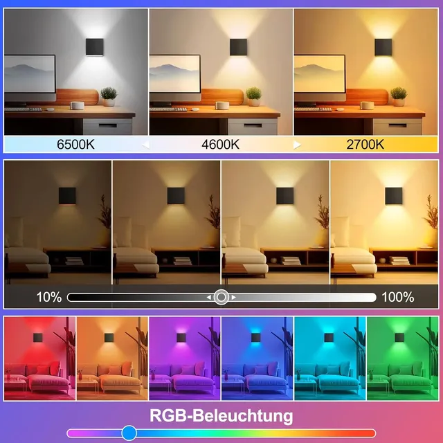 Lampe murale LED intelligente WIFI APP Alexa Google… – vue 5