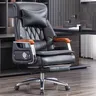 Fauteuil bureau similicuir noir dossier haut capitonné… – vue 5