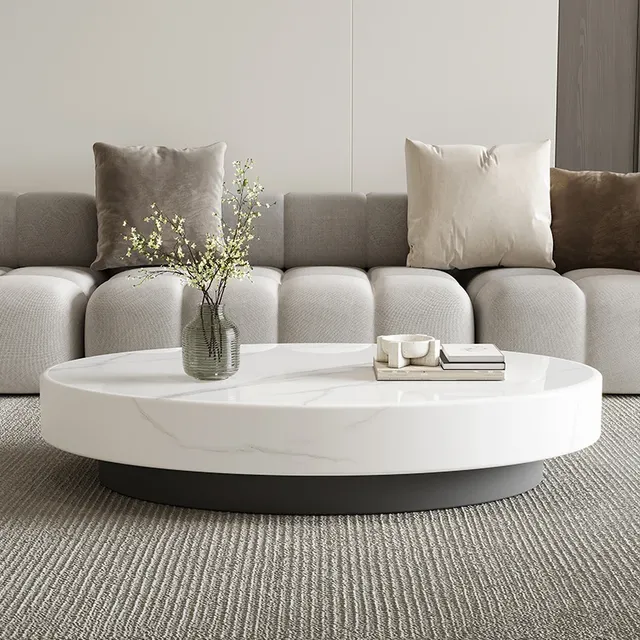 Table basse ovale minimaliste neutre luxe Table basse… – vue 6