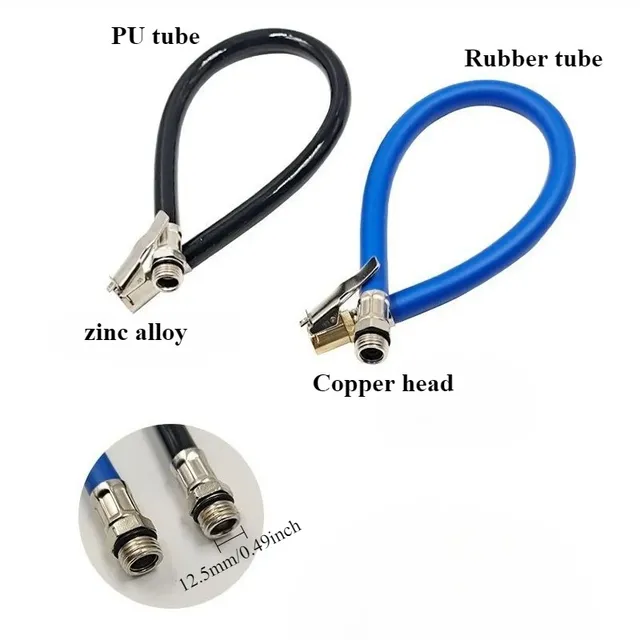 Tuyau gonflage pneu flexible caoutchouc bleu embout… – vue 6