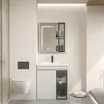 Placard de toilette moderne, évier de salle de bain, lavabo en céramique, vanité de salle de bain, gain de place, armoires de salle de bain simples