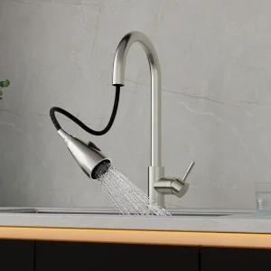 Robinet de cuisine noir Flexible extractible, buse 2 Modes, mitigeur d&rsquo;eau chaude et froide, pulvérisateur monté sur le pont et robinets à flux SUS 304