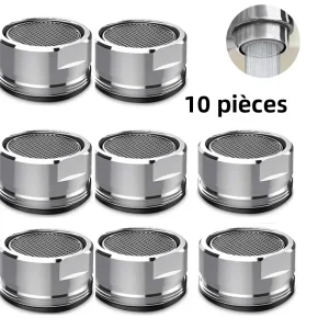 Filtre de robinet économiseur d’eau, aérateur, filetage M24, salle de bains, laiton, acier inoxydable, filtre remplaçable, maille, buse mixte, 10/3 pièces Filtre de robinet économiseur d’eau, aérateur, filetage M24, salle de bains, laiton, acier inoxydable, filtre remplaçable, maille, buse mixte, 10/3 pièces