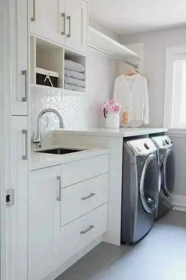 Meuble buanderie moderne rangement encastrable double… – vue 2