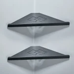 Étagère de salle de bain d&rsquo;angle de douche, étagères de rangement robustes paniers triangulaires noir/brossé