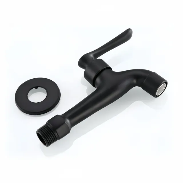 Robinet Mural Monocommande Noir Mat Cuivré Bec Coudé… – vue 5