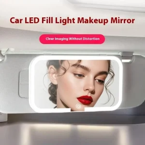 Miroir de maquillage haute définition avec lumières LED pour pare-soleil de voiture, lumière de remplissage Rechargeable, ajustement universel, une pièce Miroir de maquillage haute définition avec lumières LED pour pare-soleil de voiture, lumière de remplissage Rechargeable, ajustement universel, une pièce