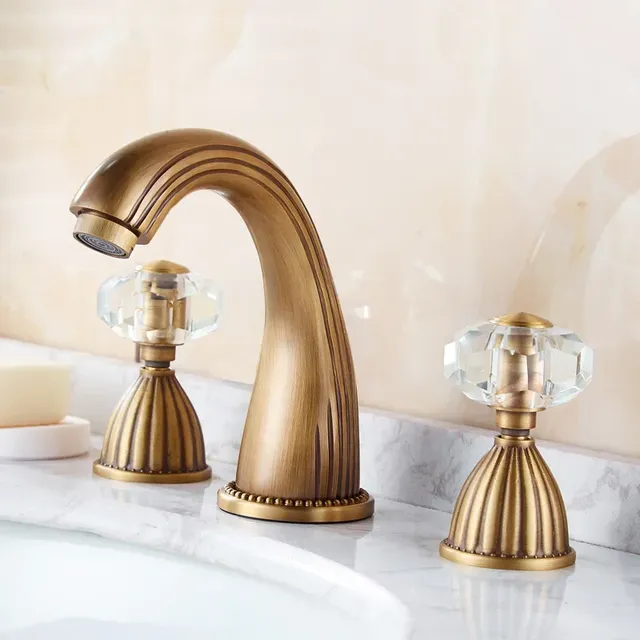 Robinets de lavabo poignée en cristal robinet d'évier de… – vue 3
