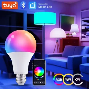 E27 ampoule LED intelligente Tuya Bluetooth ampoule avec contrôle par application Smart Life 220V 9W 15W 18W RGB lampe à LED maison chambre lumière ambiante E27 ampoule LED intelligente Tuya Bluetooth ampoule avec contrôle par application Smart Life 220V 9W 15W 18W RGB lampe à LED maison chambre lumière ambiante