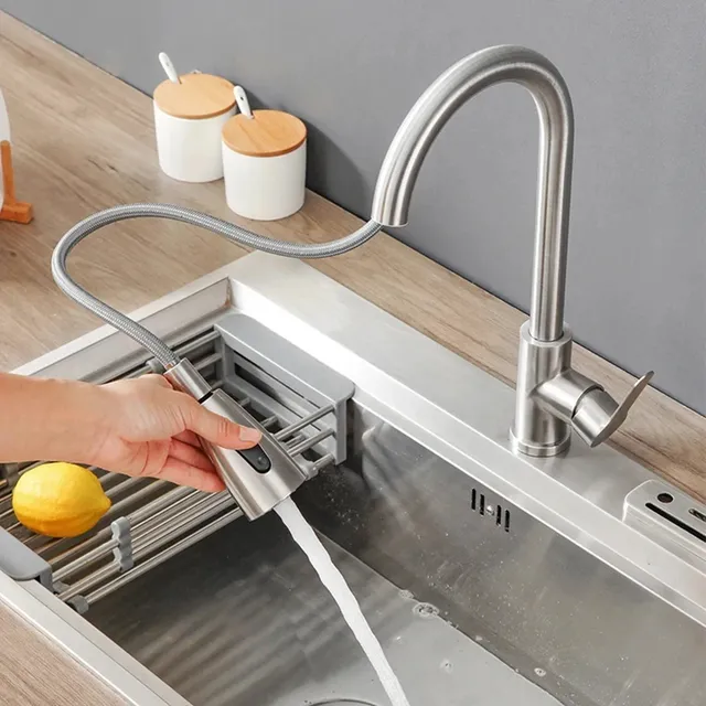 Robinets de cuisine en Nickel brossé extractible – vue 2