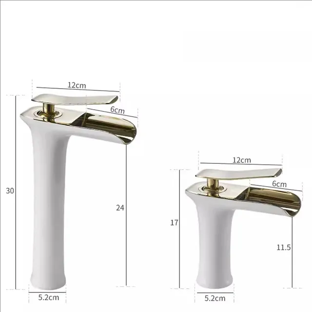 Robinets de lavabo dorés cascade robinet de salle de… – vue 5
