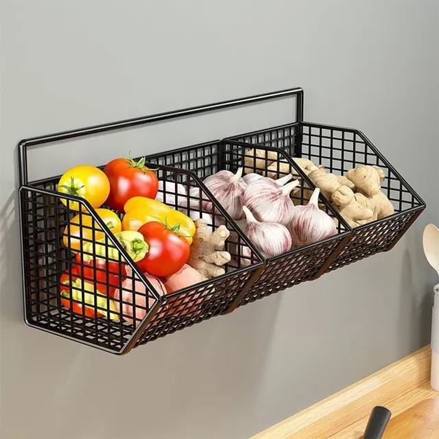 Panier rangement mural cuisine double niveau métallique… – vue 3
