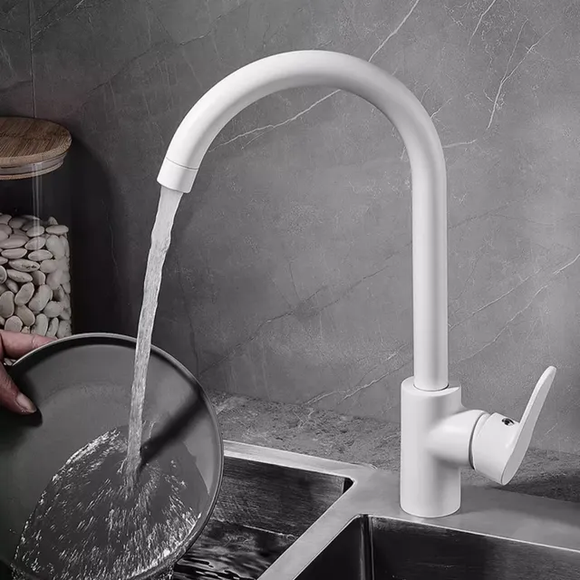 Robinet de cuisine blanc chaud et froid – vue 2