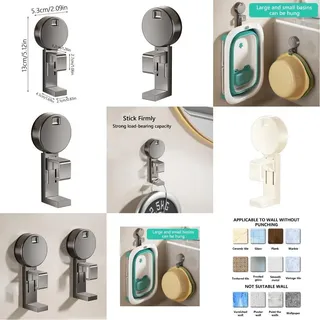 Crochet mural adhésif ventouse ABS pliable inox finition ronde moderne…