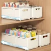 boîte rangement rétractable multifonctionnelle réfrigérateur cuisine organisateur modulable extensible empilable plastique rigide blanc mat rectangulaire poignées latérales antidérapants facile nettoyage