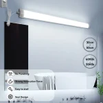 Tube lumineux LED pour miroirs, lampe de courtoisie moderne, luminaire HOWall, 20W, 10W, 20cm, 50cm