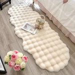 Tapis ovale en peluche doux, Imitation fourrure de lapin, pour chevet d&rsquo;enfant, chaud, hiver, canapé, chaise, coussin, décoration de salon, maison
