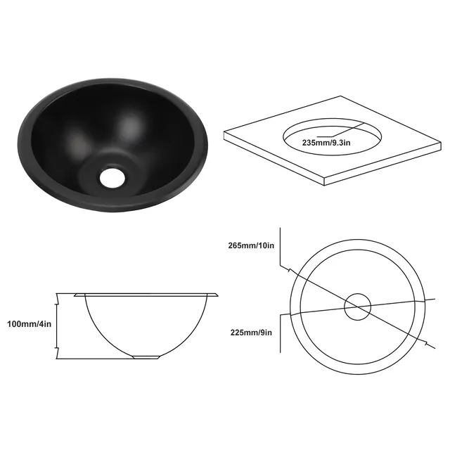 Lavabo Rond en Acier Inoxydable 304 – vue 5
