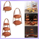 KYCOR-panier tissé en bambou 1 pièces fruits nourriture légumes tissé à la main 3 couches plateau debout panier de rangement multifonction pour la cuisine