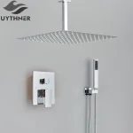 Robinet de salle de bains chromé, pomme de douche de pluie, robinet de douche, baignoire murale, mitigeur de bain, ensemble de salle de bains de beauté, système de douche