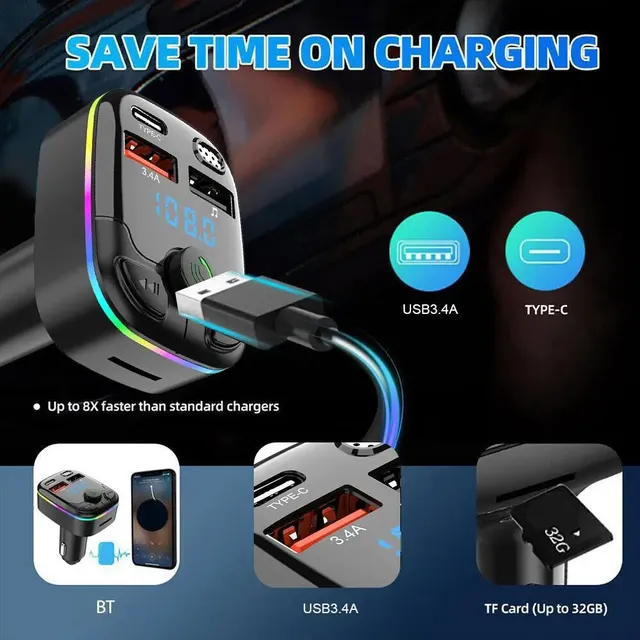 Transmetteur FM Bluetooth 5.0 pour Voiture – vue 2