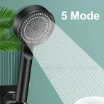 Pommeau de Douche Noir à Haute Pression Réglable, 5 Modes, T-shirts d&rsquo;Eau, Énergie à l&rsquo;Eau, Accessoires HOAccessrespiration
