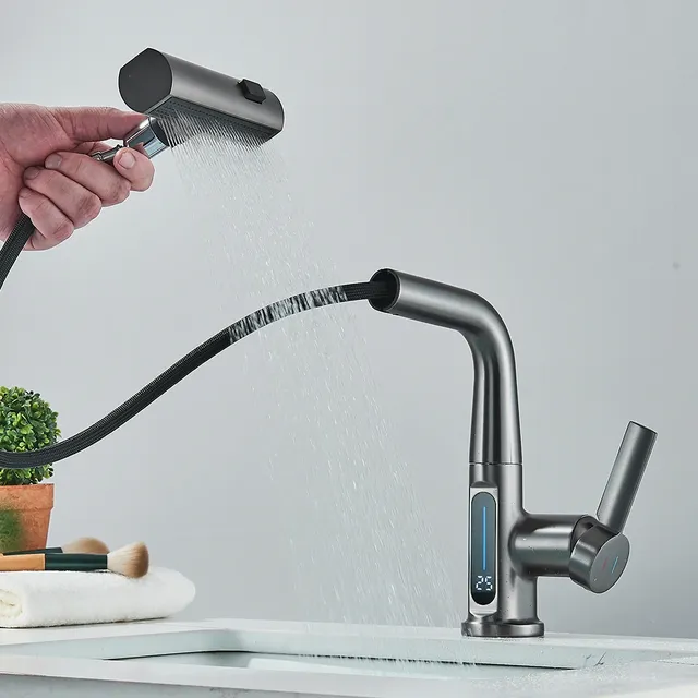 Mitigeur monotrou inox brossé bec coudé douchette… – vue 3