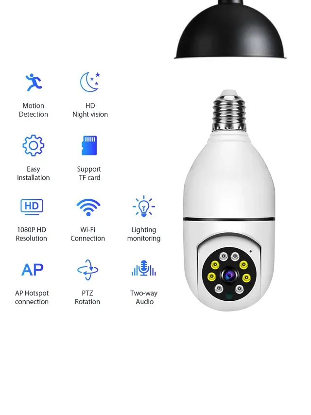 Caméra ampoule sans fil Wifi E27 caméra ampoule 360… – vue 3