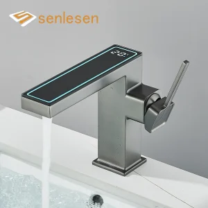 Robinet d’évier à affichage numérique gris odor, affichage de la température chaude et froide, grue multifonctionnelle, robinet de centre commercial Robinet d’évier à affichage numérique gris odor, affichage de la température chaude et froide, grue multifonctionnelle, robinet de centre commercial