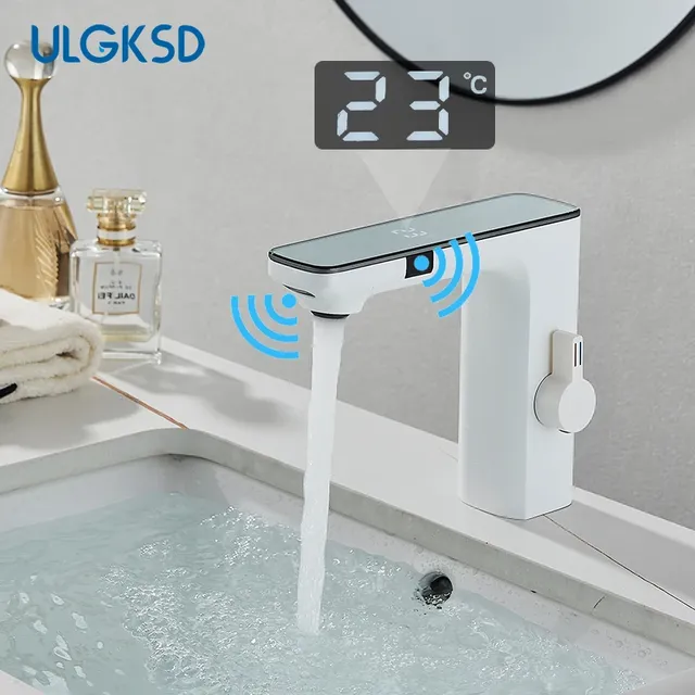 Nouveau robinet de lavabo de salle de bains LCD blanc – vue 2