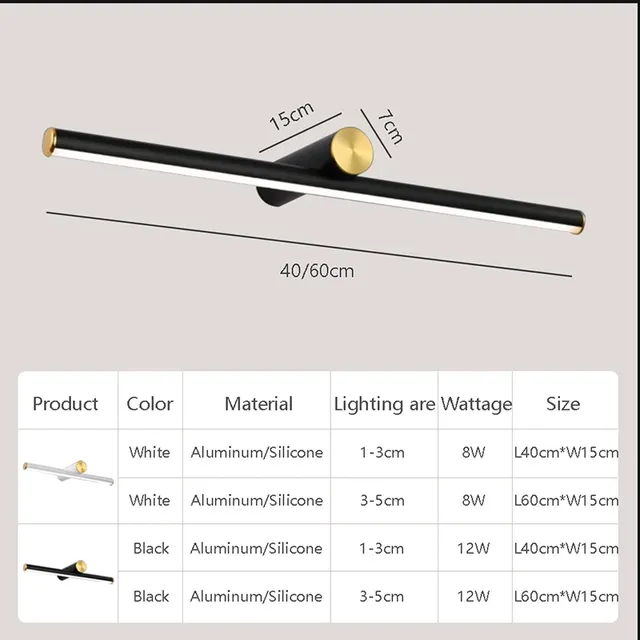 Moderne LED miroir lumière noir blanc décoration… – vue 6