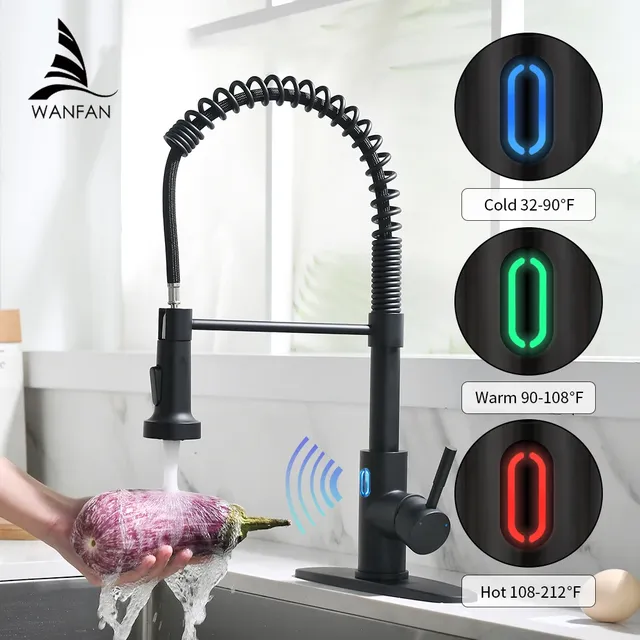 Robinet d'évier de cuisine à lumière LED sans contact