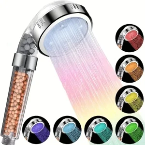 Pommeau de douche LED 3/7 couleurs, changement de couleur automatique, pomme de douche à économie d&rsquo;eau, accessoires de salle de bains