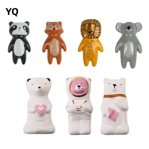Poignée de meuble en céramique en forme d&rsquo;animal pour enfants, boutons de fusion de dessin animé, quincaillerie de porte, poignée de cuisine, armoire, chambre d&rsquo;enfant