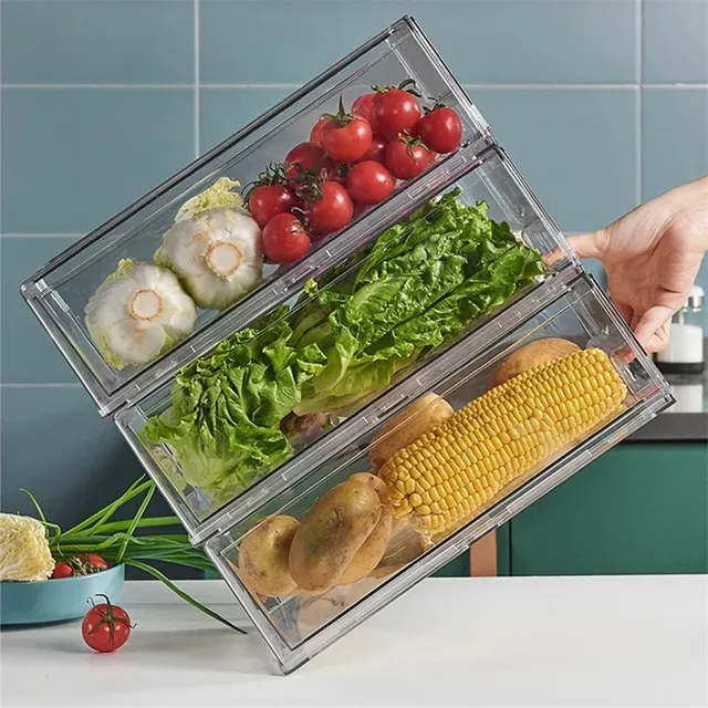 Organisateur réfrigérateur empilable transparent tiroirs… – vue 5