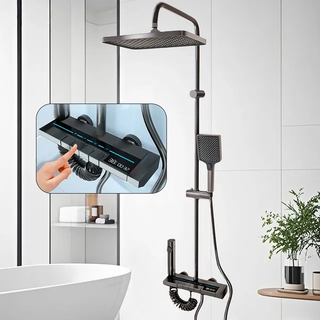 Système de douche de salle de bains à affichage…