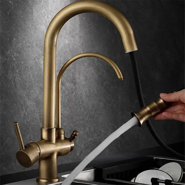 Robinet cuisine antique laiton massif mitigeur monobloc… – vue 3