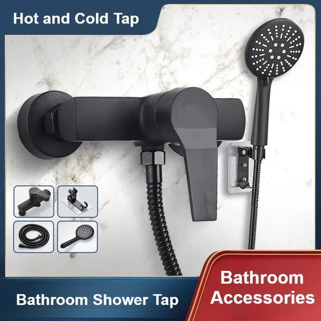 Robinets de douche muraux noirs